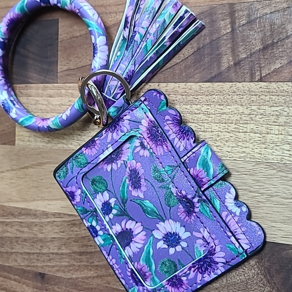 Purple flower keychain wallet - Picture 2 of 3